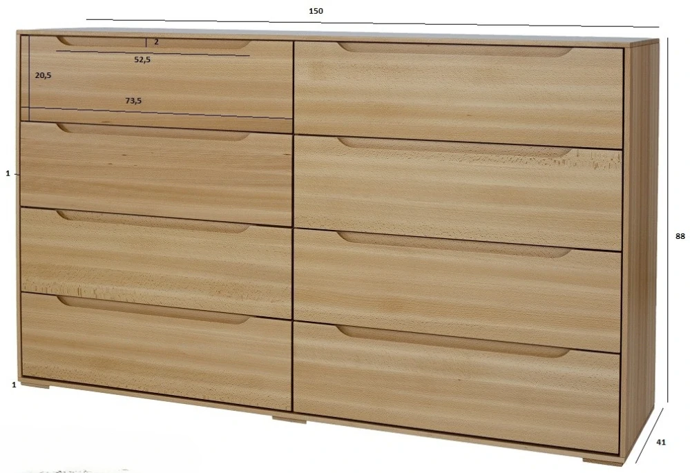 KD420 dřevěná komoda z buku Drewmax