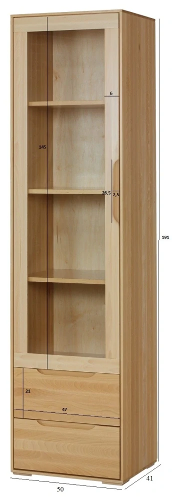 KW420 dřevěná skříň knihovna z buku Drewmax