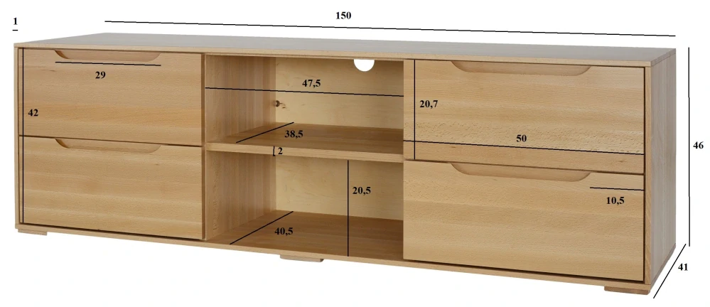RV420 dřevěný televizní stolek z buku Drewmax