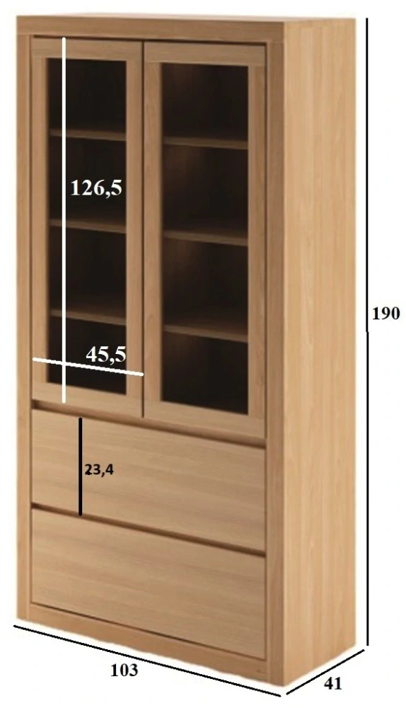 KW307 dřevěná skříň knihovna z dubu Drewmax
