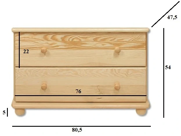 KD102 dřevěná komoda z masivní borovice Drewmax 