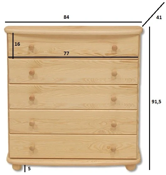 KD151 dřevěná komoda z masivní borovice Drewmax 
