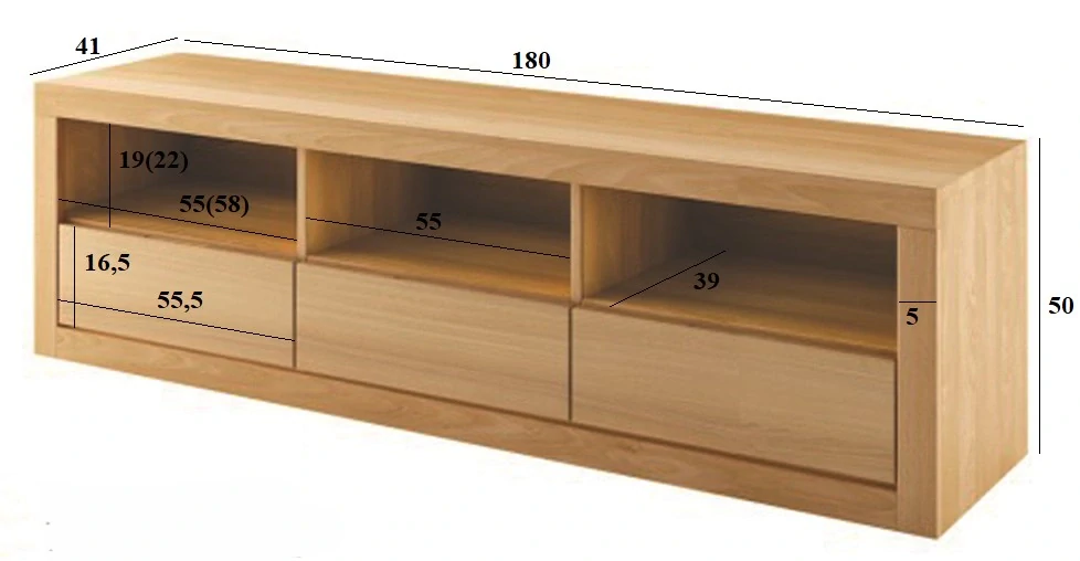 RV402 dřevěný televizní stolek z buku Drewmax