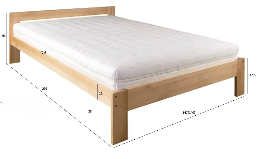 LK194-140 dřevěná postel masiv buk Drewmax 