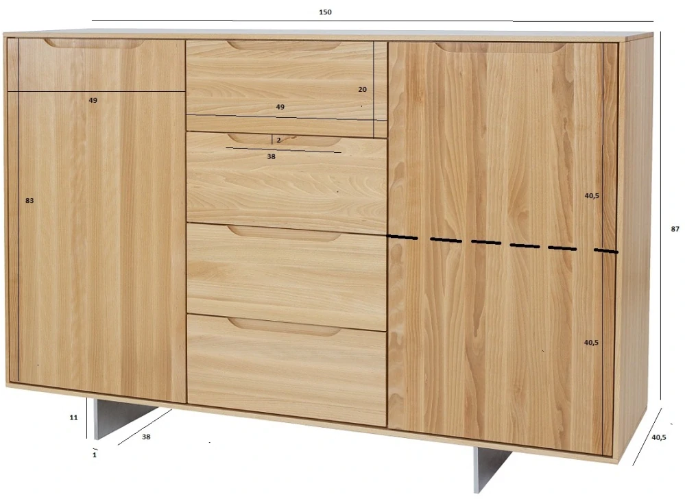 KD422 dřevěná komoda z buku Drewmax