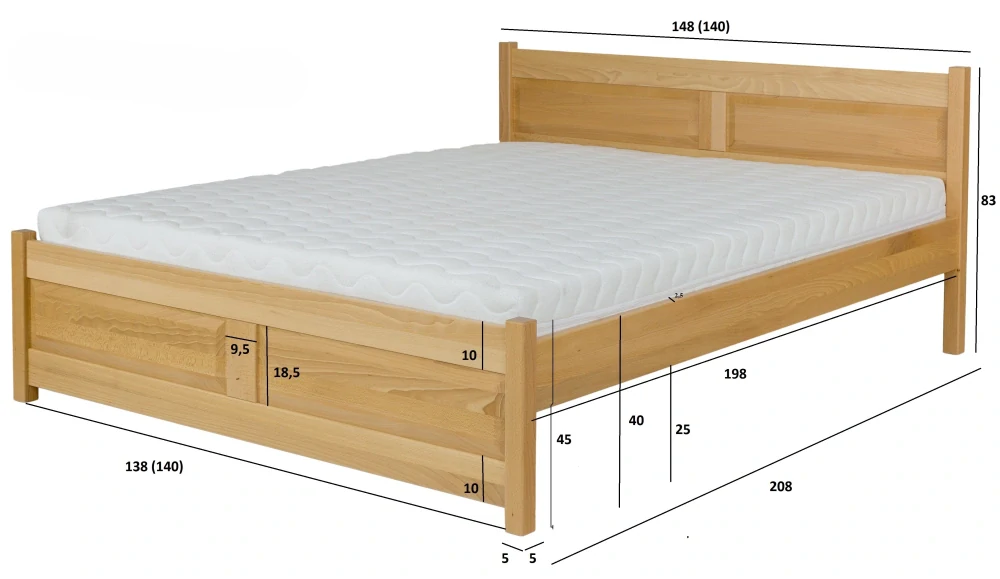 LK109-140 dřevěná postel masiv buk Drewmax 