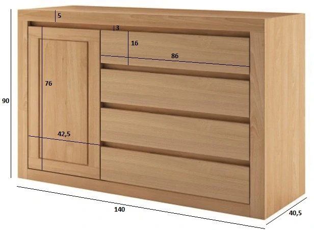 KD308 dřevěná komoda z dubu Drewmax