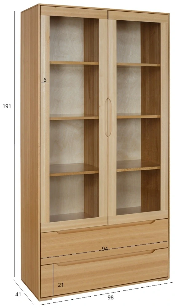 KW421 dřevěná skříň knihovna z buku Drewmax
