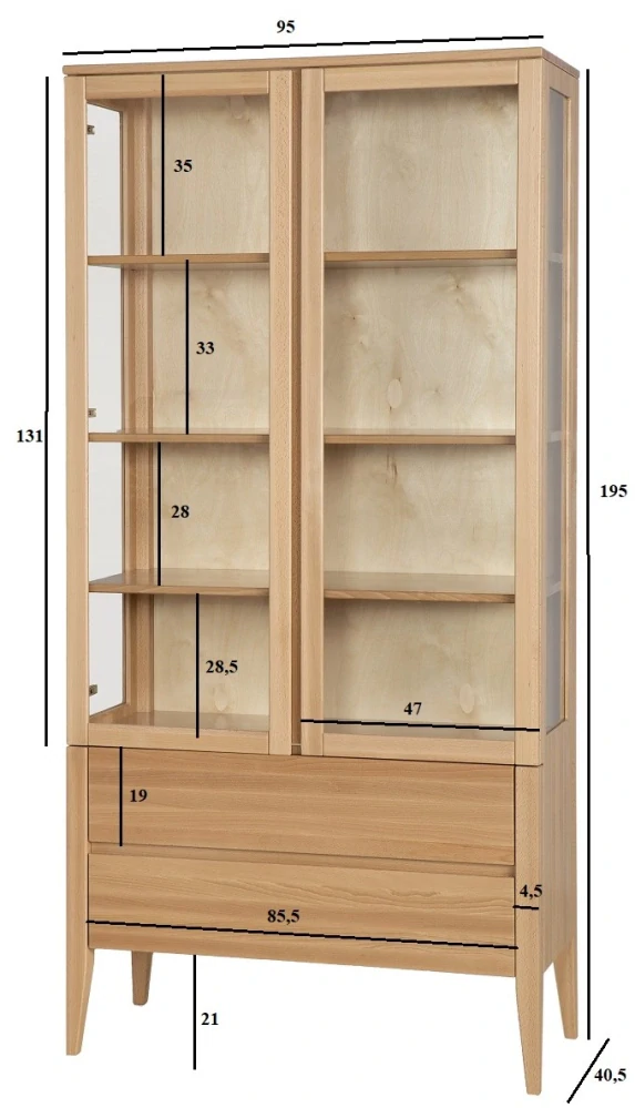 KW439 dřevěná skříň knihovna z buku Drewmax