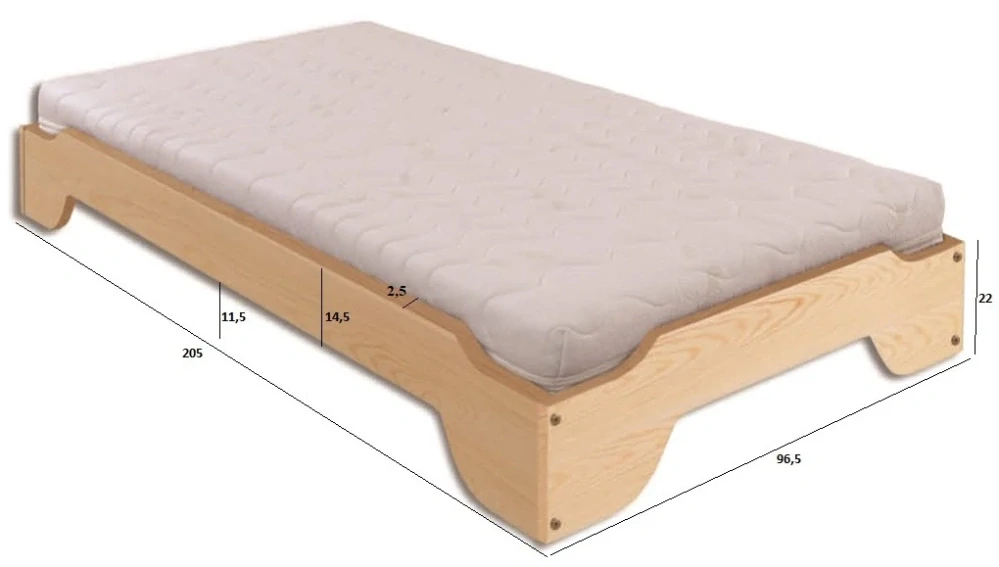 LK138-90 dřevěná stohovatelná postel masiv borovice jednolůžko 90x200 cm Drewmax
