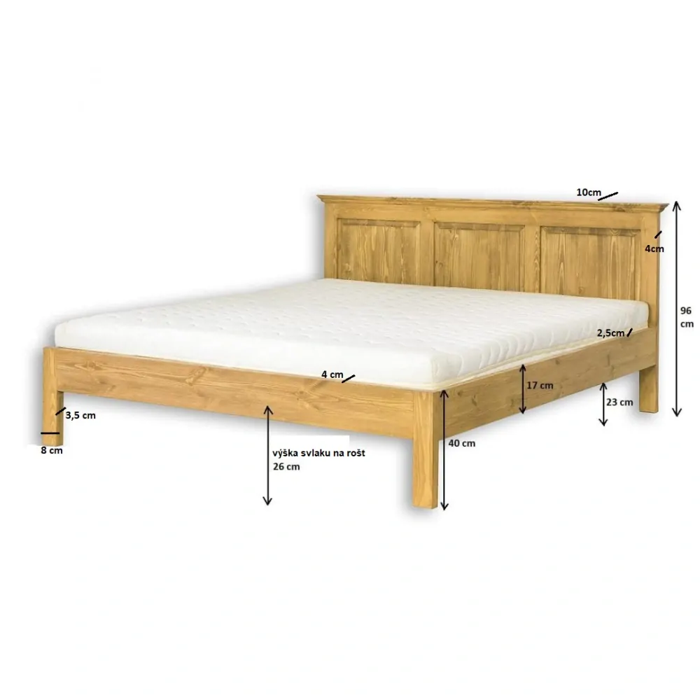 LK700-180 cm dřevěná rustikální postel z přírodní borovice Drewmax