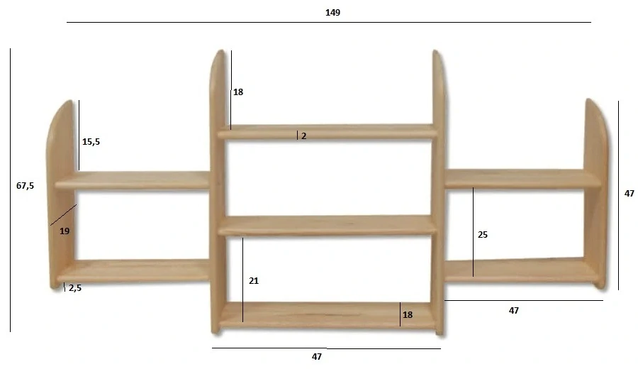 PK102 dřevěná police z masivní borovice Drewmax 