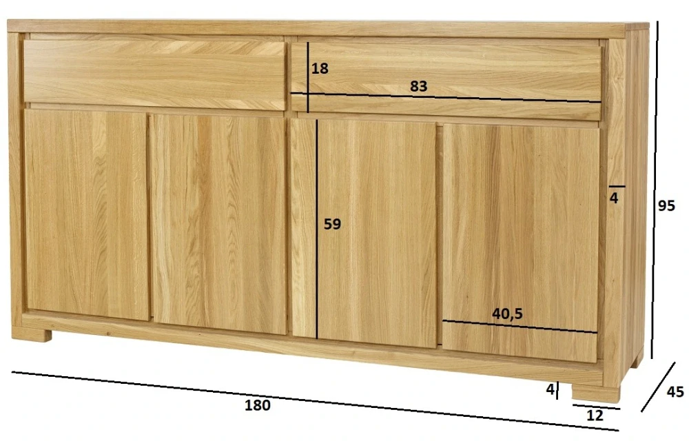 KD357 dřevěná komoda z dubu Drewmax