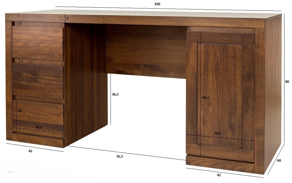 BR302 dřevěný psací stůl z dubu Drewmax