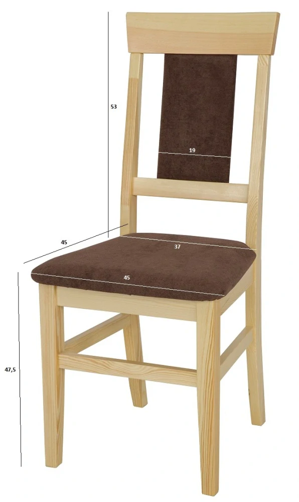 KT118 dřevěná čalouněná jídelní židle masiv borovice Drewmax 