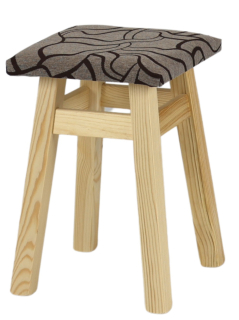 NR114 dřevěná čalouněná stolička-taburet masiv borovice Drewmax