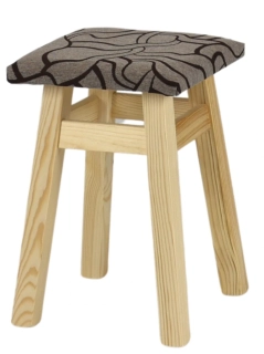 NR114 dřevěná čalouněná stolička-taburet masiv borovice Drewmax