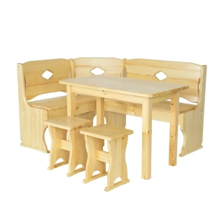 NR104 set jídelní rohová lavice+stůl+taburety masiv borovice Drewmax 